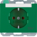 47397113 SCHUKO socket outlet with "SV" imprint Labelling field,  Berker K.1, green glossy