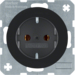 47432045 SCHUKO socket outlet Berker R.1/R.3/R.8, black glossy