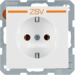 47436049 SCHUKO socket outlet with "ZSV" imprint in orange Berker Q.1/Q.3/Q.7/Q.9, polar white velvety