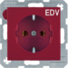 47438922 SCHUKO socket outlet with "EDV" imprint Berker S.1/B.3/B.7, red glossy