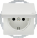 47446089 SCHUKO socket outlet with hinged cover enhanced contact protection,  Mounting orientation variable in 45° steps,  Berker Q.1/Q.3/Q.7/Q.9, polar white velvety