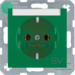 47501913 SCHUKO socket outlet with "SV" imprint Labelling field,  Berker S.1/B.3/B.7, green matt