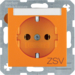 47501914 SCHUKO socket outlet with "ZSV" imprint Labelling field,  Berker S.1/B.3/B.7, orange matt