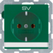47506013 SCHUKO socket outlet with "SV" imprint Labelling field,  Berker Q.1/Q.3/Q.7/Q.9, green velvety