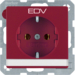 47506015 SCHUKO socket outlet with "EDV" imprint Labelling field,  Berker Q.1/Q.3/Q.7/Q.9, red velvety