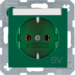 47508913 SCHUKO socket outlet with "SV" imprint Labelling field,  Berker S.1/B.3/B.7, green glossy