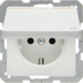 47516049 SCHUKO socket outlet with hinged cover and "ZSV" imprint in orange Berker Q.1/Q.3/Q.7/Q.9, polar white velvety