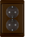 47530001 Double SCHUKO socket outlet with frame Berker Arsys,  brown glossy