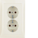 47548982 Double SCHUKO socket outlet with cover plate Berker S.1/B.3/B.7, white glossy