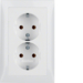 47548989 Double SCHUKO socket outlet with cover plate Berker S.1, polar white glossy