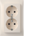 47598982 Double SCHUKO socket outlet with cover plate,  high with enhanced touch protection,  Berker S.1/B.3/B.7, white glossy