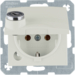 47638982 SCHUKO socket outlet with hinged cover Lock - differing lockings,  Berker S.1/B.3/B.7, white glossy
