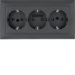 47661949 3gang SCHUKO socket outlet with cover plate Berker S.1, anthracite matt