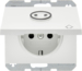 47867109 SCHUKO socket outlet with hinged cover for accessible construction with tactile symbol,  enhanced contact protection,  Berker K.1, polar white glossy