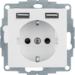 48031909 SCHUKO socket outlet with 2 x USB with enhanced touch protection,  Berker S.1/B.3/B.7, polar white matt