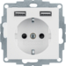 48038989 SCHUKO socket outlet with 2 x USB with enhanced touch protection,  Berker S.1/B.3/B.7, polar white glossy