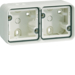 6719323502 Surface-mounted housing 2gang horizontal,  with frame surface-mounted Berker W.1, polar white matt