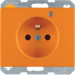 6765090077 Socket outlet with earth contact pin and monitoring LED with enhanced touch protection,  Screw-in lift terminals,  Berker Arsys,  orange glossy