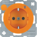 6765092007 Socket outlet with earthing pin and control LED with enhanced touch protection,  Screw-in lift terminals,  Berker R.1/R.3/R.8, orange glossy