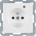 6765096089 Socket outlet with earth contact pin and monitoring LED with enhanced touch protection,  Screw-in lift terminals,  Berker Q.1/Q.3/Q.7/Q.9, polar white velvety