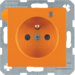 6765098914 Socket outlet with earth contact pin and monitoring LED with enhanced touch protection,  Screw-in lift terminals,  Berker S.1/B.3/B.7, orange glossy