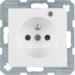 6765098989 Socket outlet with earth contact pin and monitoring LED with enhanced touch protection,  Screw-in lift terminals,  Berker S.1/B.3/B.7, polar white glossy
