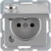 6765116084 Socket outlet with earthing pin and hinged cover with enhanced touch protection,  with lock - differing lockings,  with screw-in lift terminals,  Berker Q.1/Q.3/Q.7/Q.9, aluminium,  matt,  lacquered