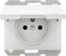 6765777109 Socket outlet with earthing pin and hinged cover with enhanced touch protection,  with screw-in lift terminals,  Berker K.1, polar white glossy