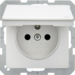 6765836089 Socket outlet with earthing pin and hinged cover with enhanced touch protection,  with screw-in lift terminals,  Berker Q.1/Q.3/Q.7/Q.9, polar white velvety