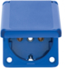 7429635 Einbau-Steckdose SCHUKO mit Klappdeckel 50 x 60 mm,  IP44 Schraubklemmen,  Einbau-Steckdosen,  blau